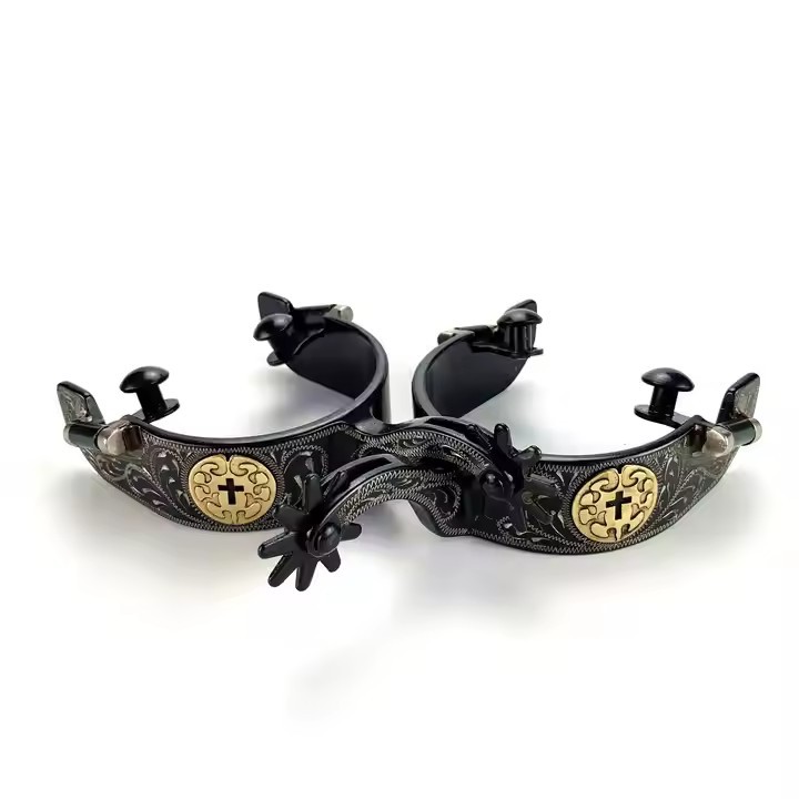 Western Black Cross Concho Spurs for Men Wholesales